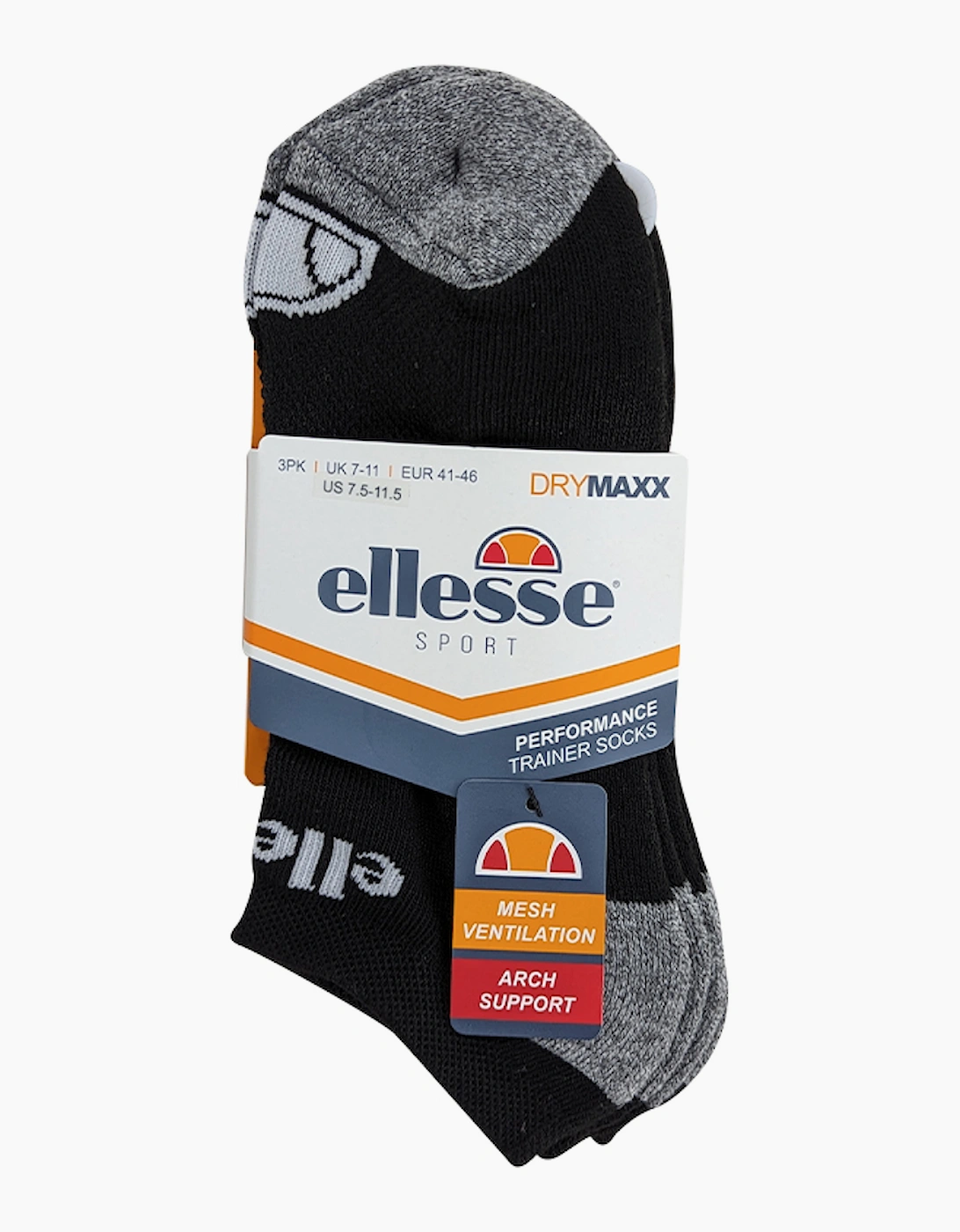 ELLESSE Mens Low Cut Socks 3 Pack Regular Soft Cotton Gym Sports Trainer Socks