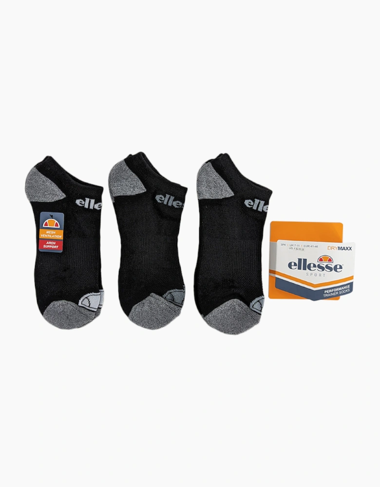 ELLESSE Mens Low Cut Socks 3 Pack Regular Soft Cotton Gym Sports Trainer Socks