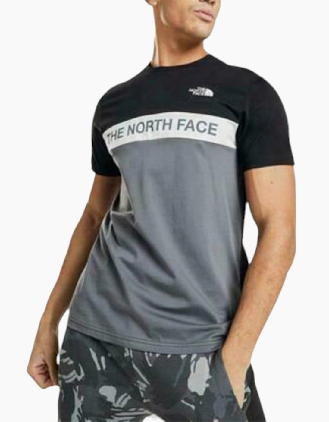 Men's North Face Mens T Shirts Crew Neck Block Grid Casual Regular Fit Soft Cotton Tee - Black - Size: 36