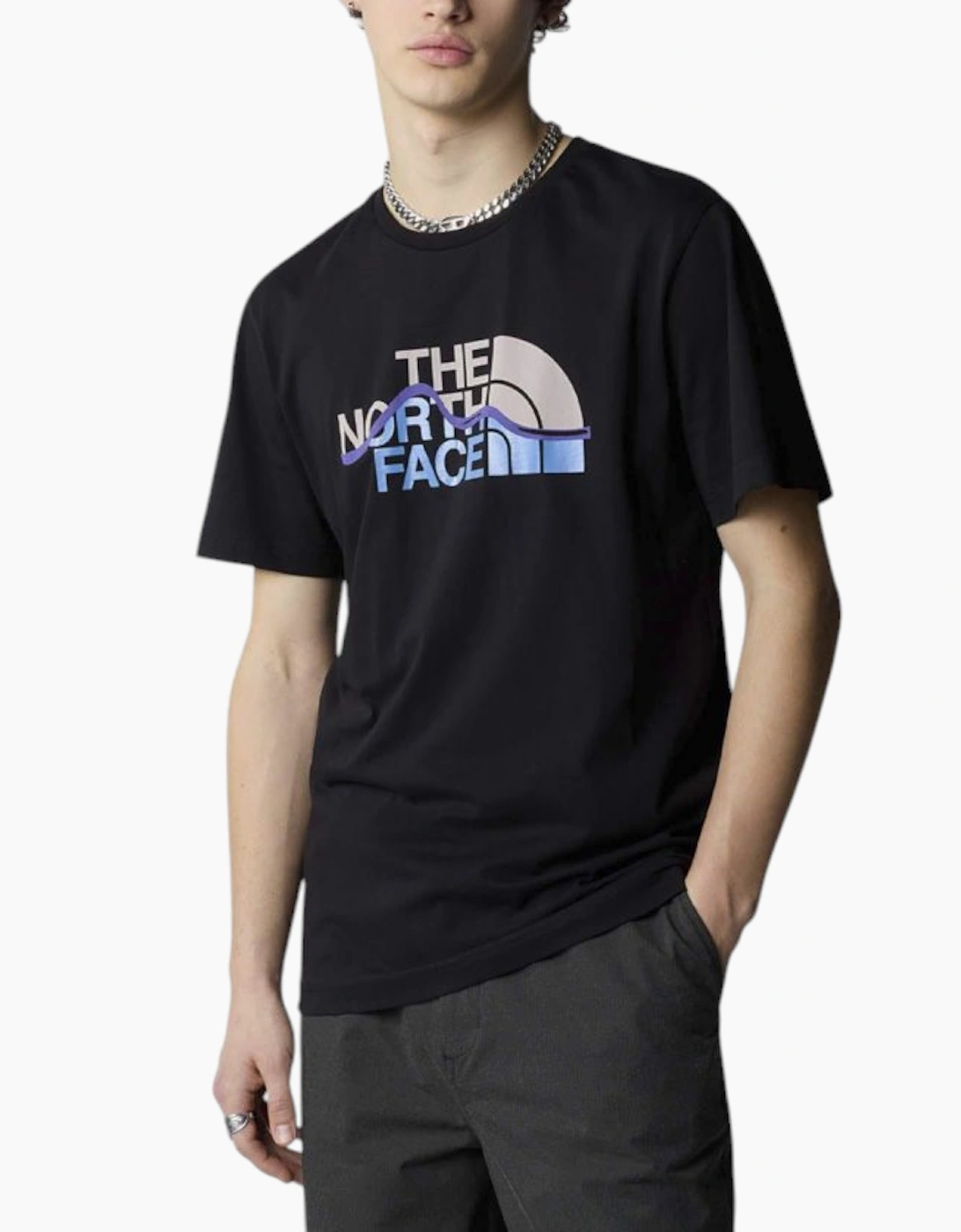 The North Face Mens T Shirts SS Mountain Line Tee Cotton Summer Crew Neck Tops