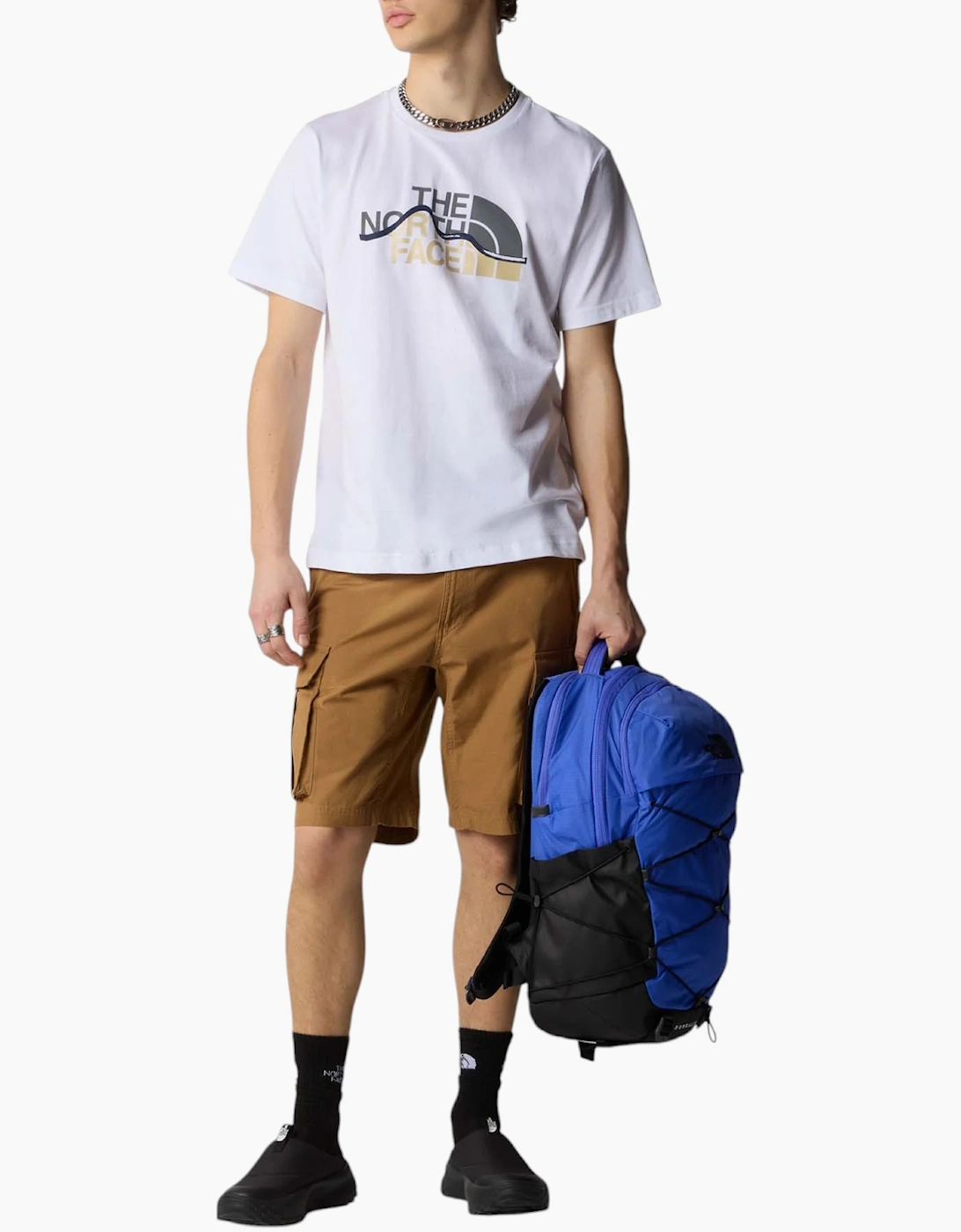 The North Face Mens T Shirts SS Mountain Line Tee Cotton Summer Crew Neck Tops