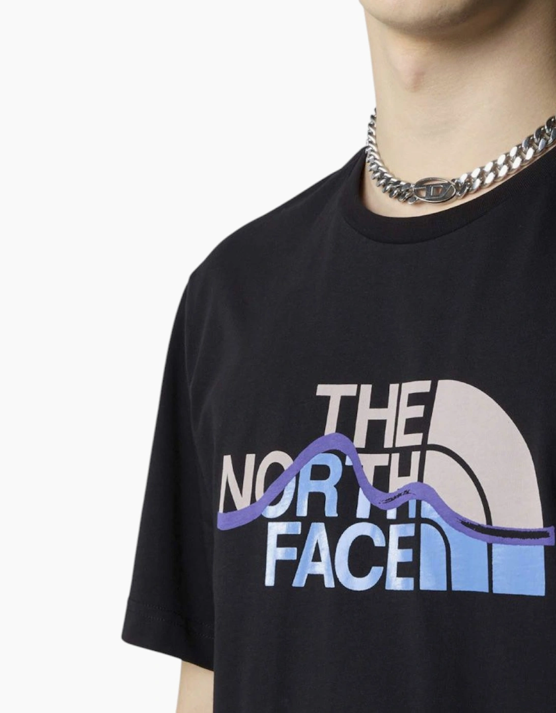 The North Face Mens T Shirts SS Mountain Line Tee Cotton Summer Crew Neck Tops