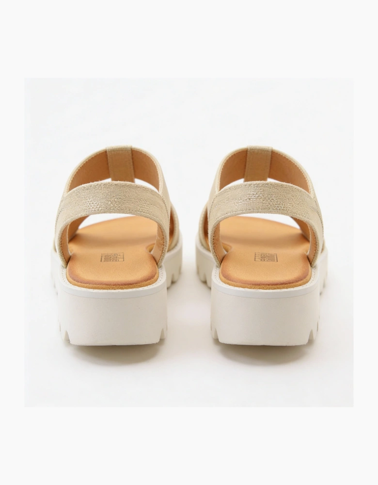Heavenly Feet RITZ SHIMMER Womens Slingback Sandals Beige/Gold
