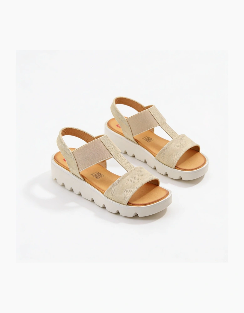 Heavenly Feet RITZ SHIMMER Womens Slingback Sandals Beige/Gold