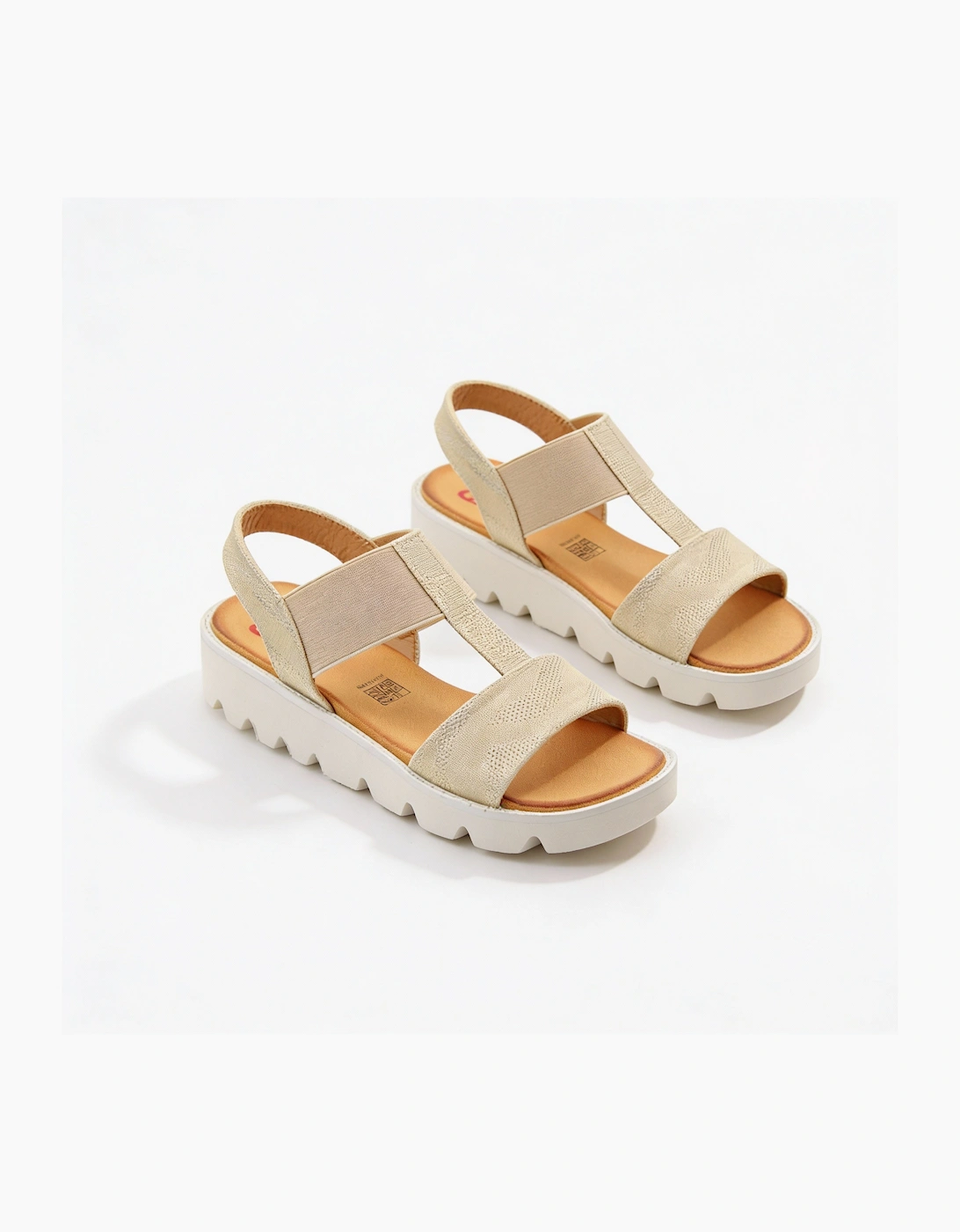 Heavenly Feet RITZ SHIMMER Womens Slingback Sandals Beige/Gold, 4 of 3