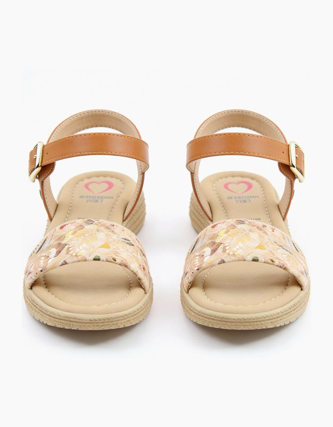 Heavenly Feet SARA Womens Platform  Sandals Tan/Gold Multi