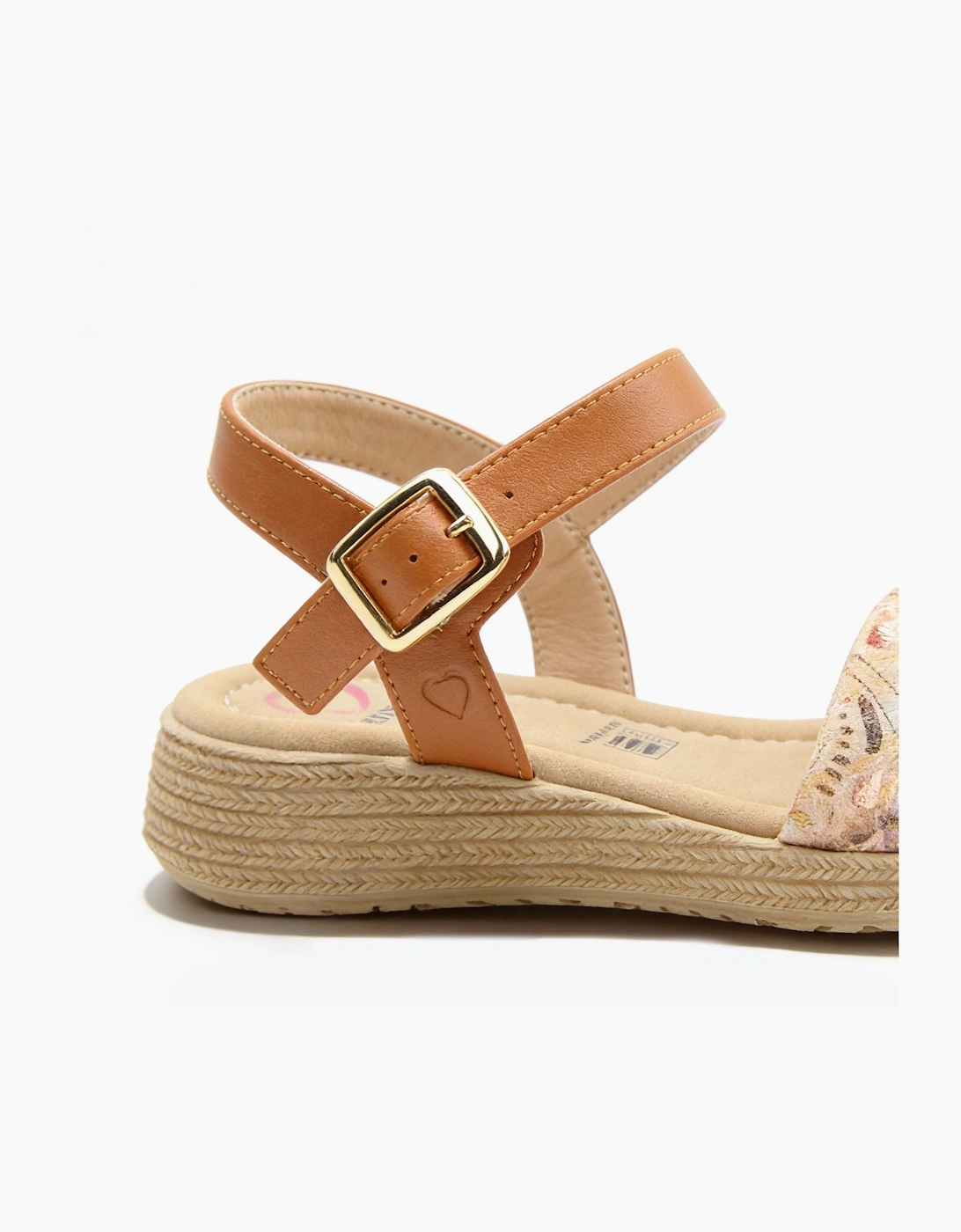 Heavenly Feet SARA Womens Platform  Sandals Tan/Gold Multi