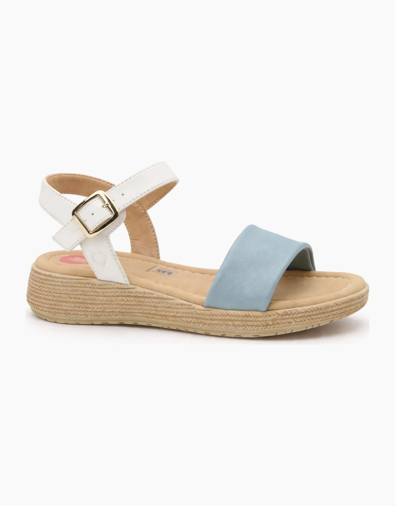 Heavenly Feet SARA Womens Platform  Sandals Blue/White