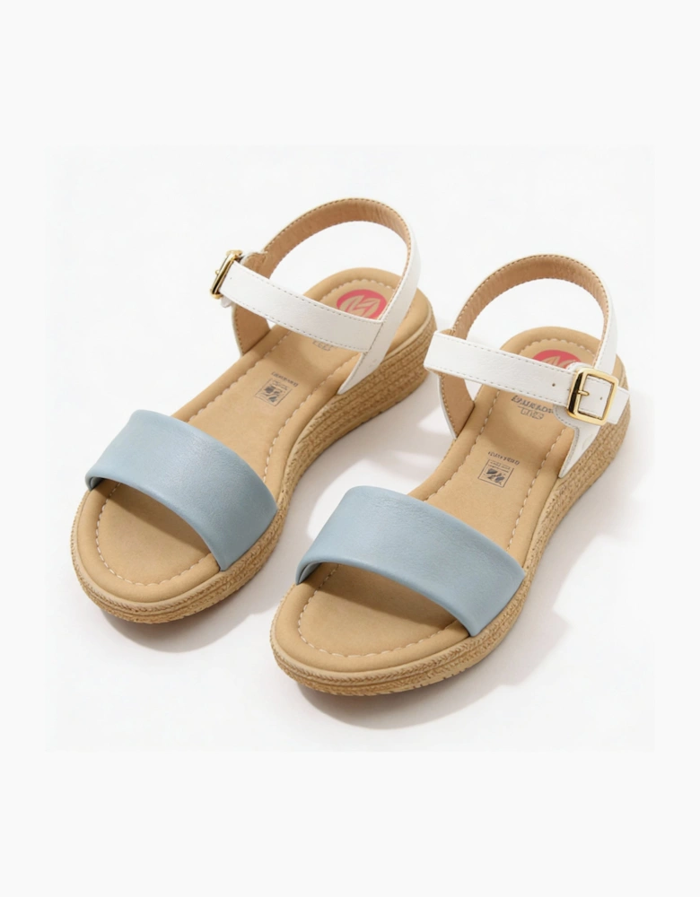 Heavenly Feet SARA Womens Platform  Sandals Blue/White