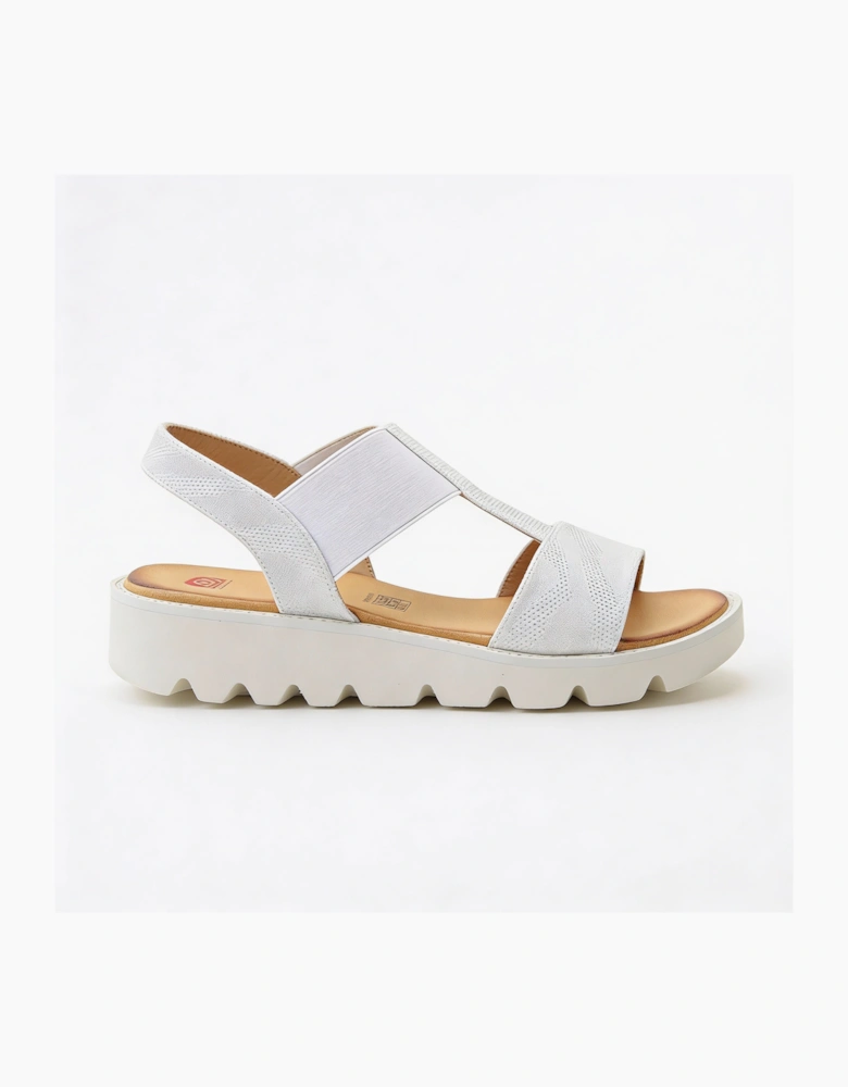Heavenly Feet RITZ SHIMMER Womens Slingback Sandals White/Silver