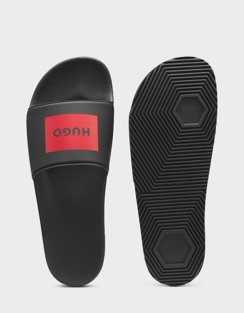 HUGO Mens Timein Mens Slides with Logo Strap - Black 001
