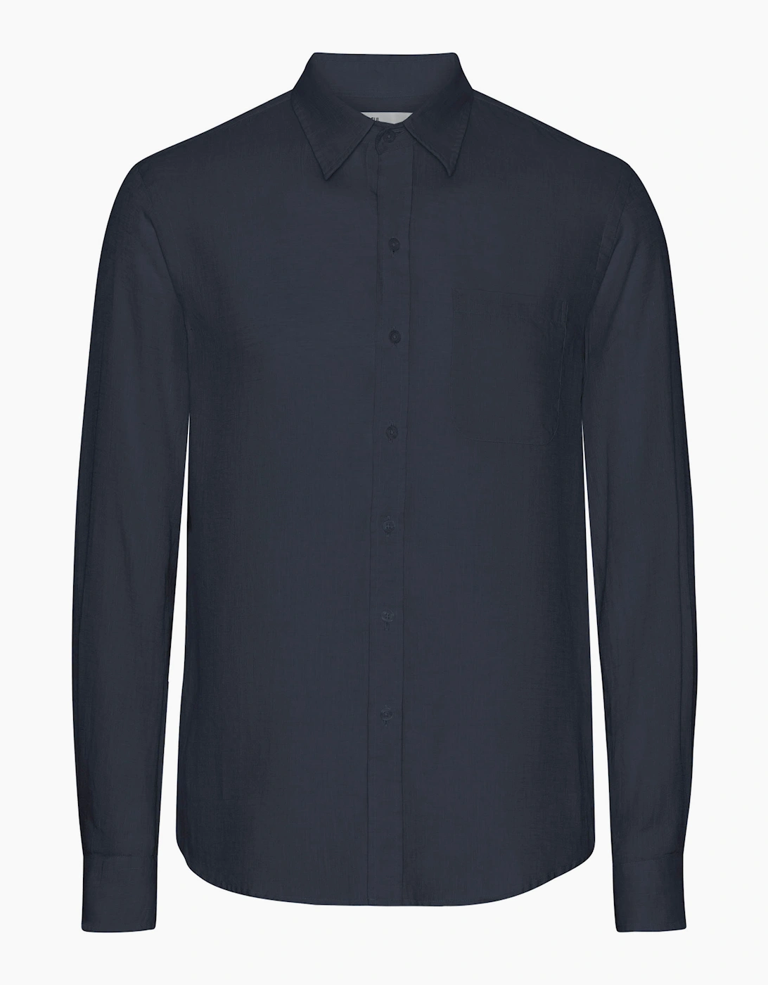 Colorful Standard Mens Long Sleeve Linen Shirt - Navy Blue