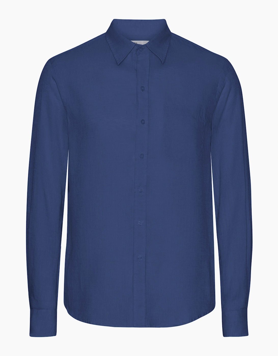 Colorful Standard Mens Long Sleeve Linen Shirt - Marine Blue
