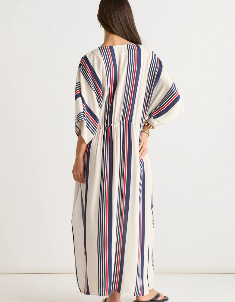 Multi Stripe Tie Detail Kimono Beachwear