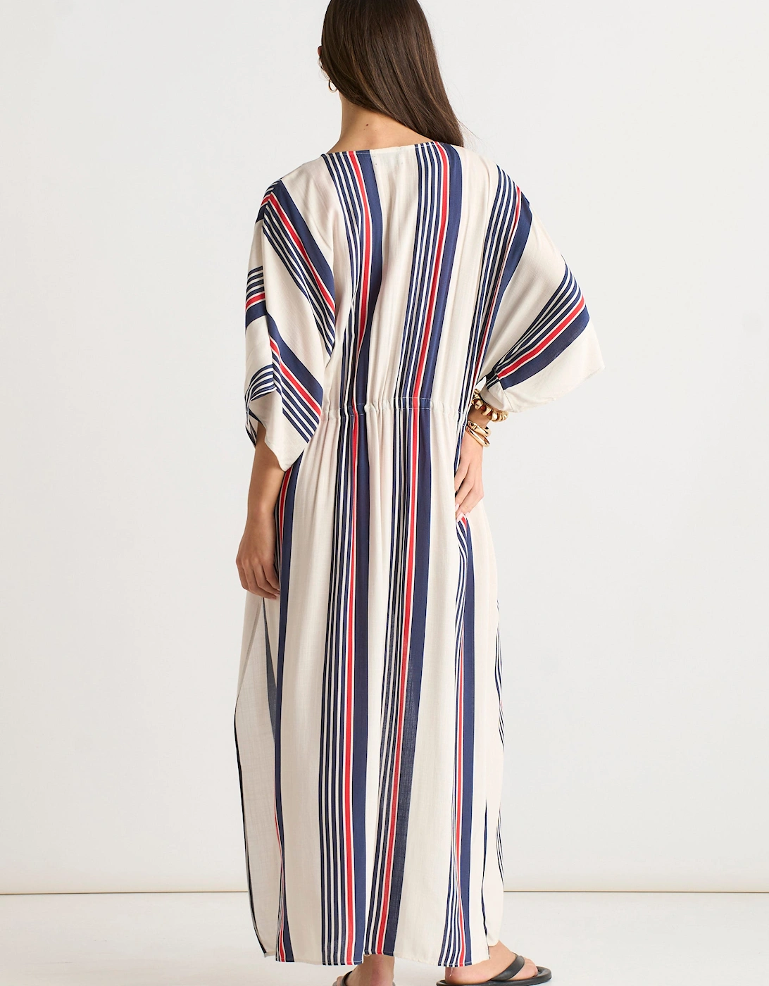 Multi Stripe Tie Detail Kimono Beachwear