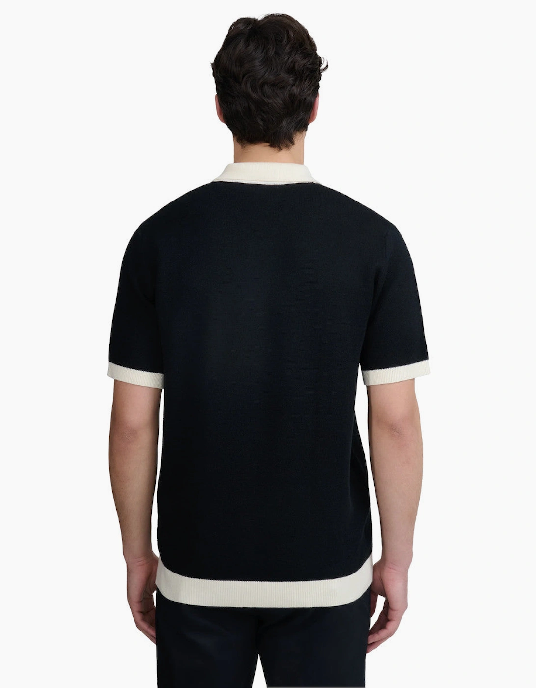 Sandbanks Knitted Full Button Polo Black