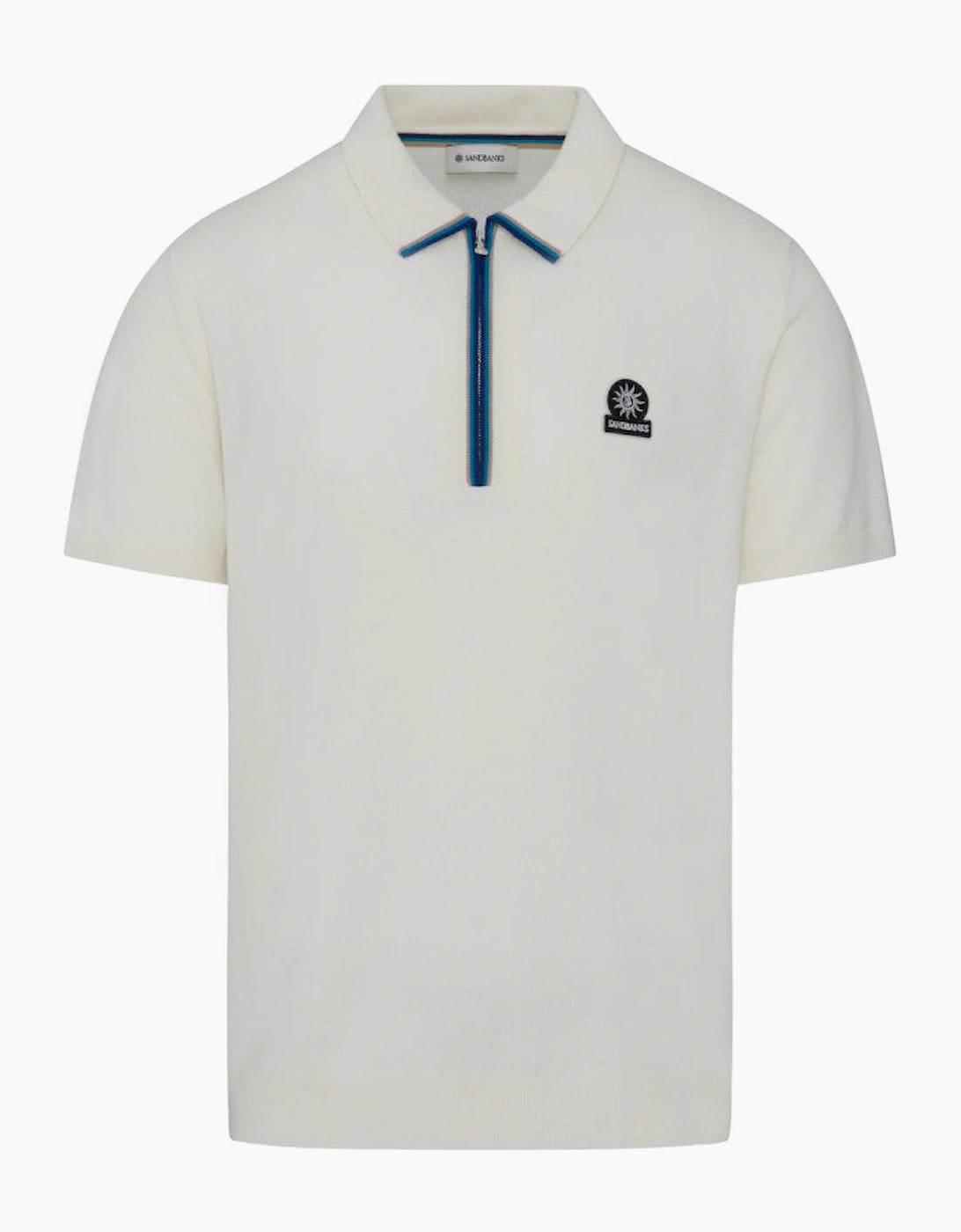 Sandbanks Colour Stripe Knitted Zip Polo S1-26 Vanilla, 5 of 4