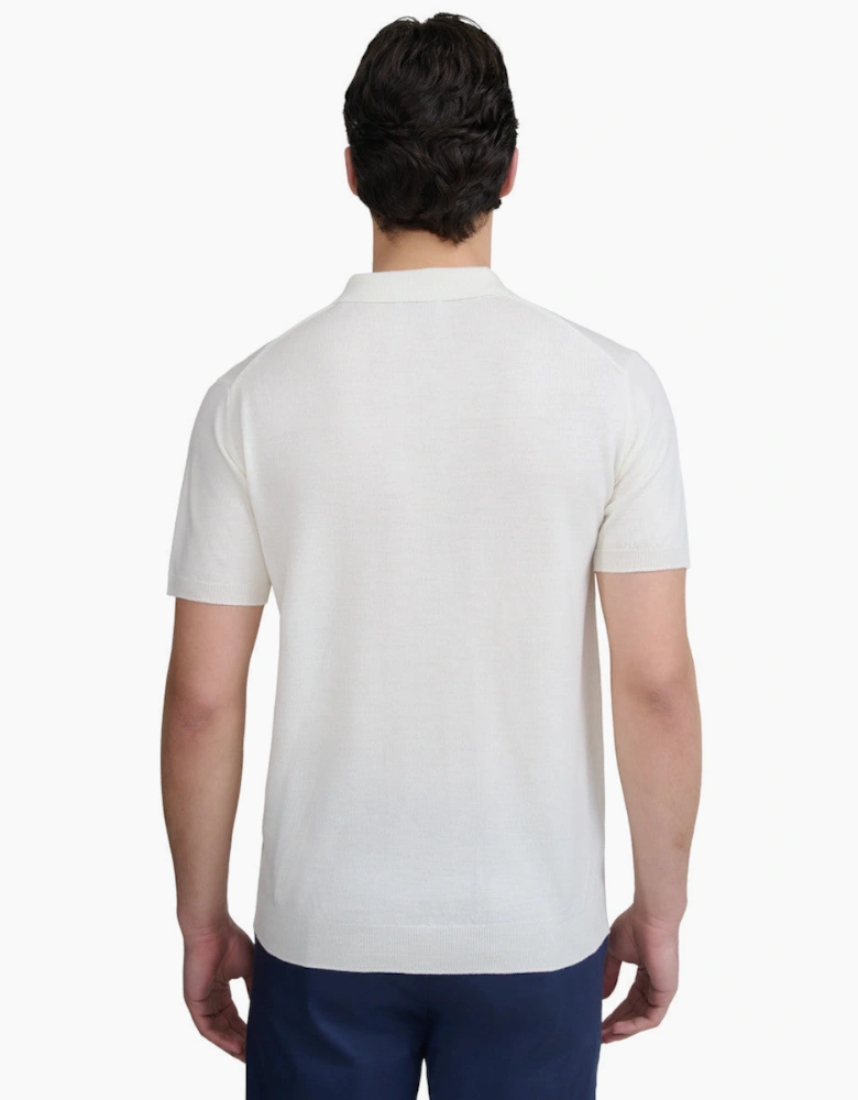 Sandbanks Colour Stripe Knitted Zip Polo S1-26 Vanilla