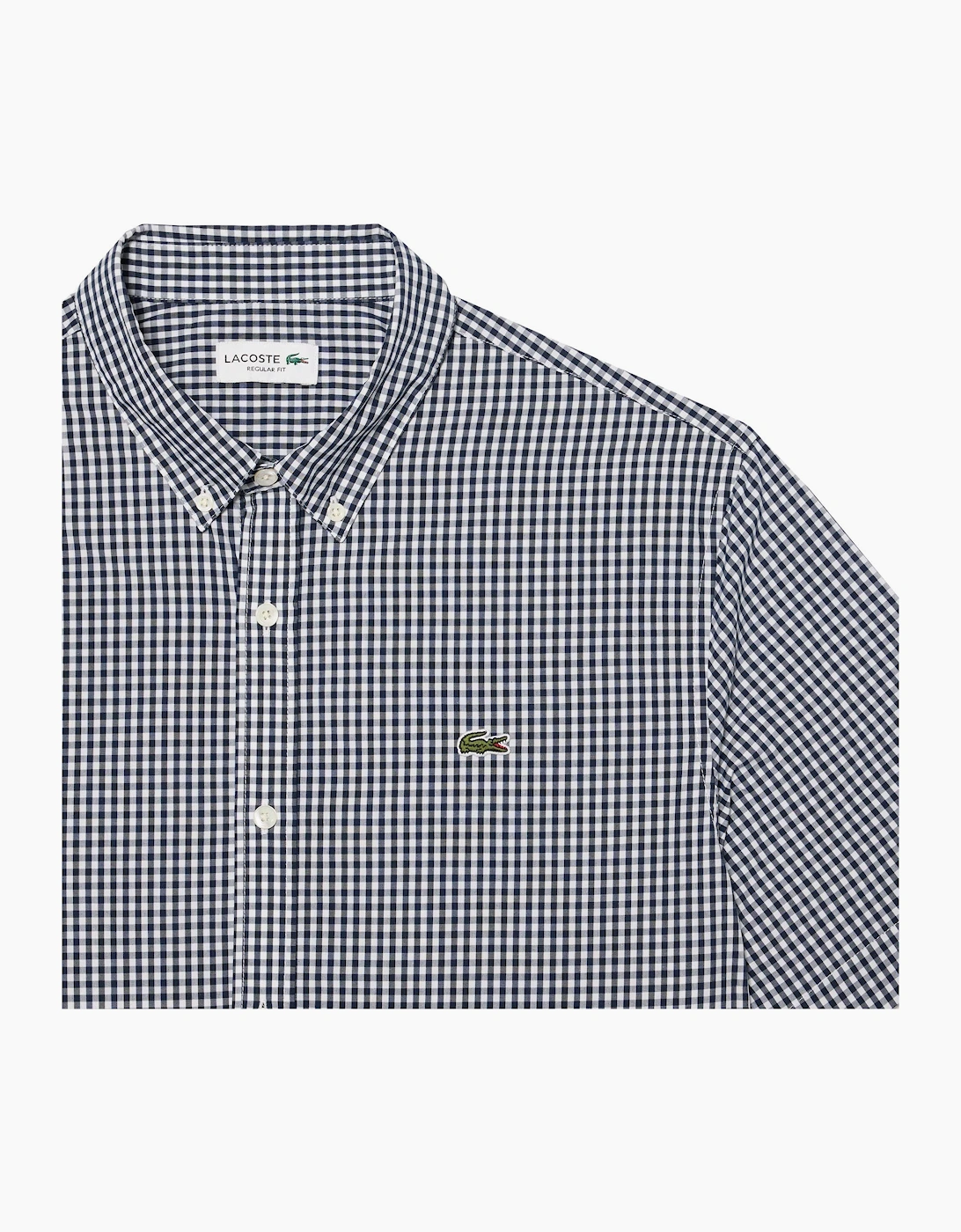 Lacoste Men's Lightweight Navy Short Sleeved Poplin Check Shirt