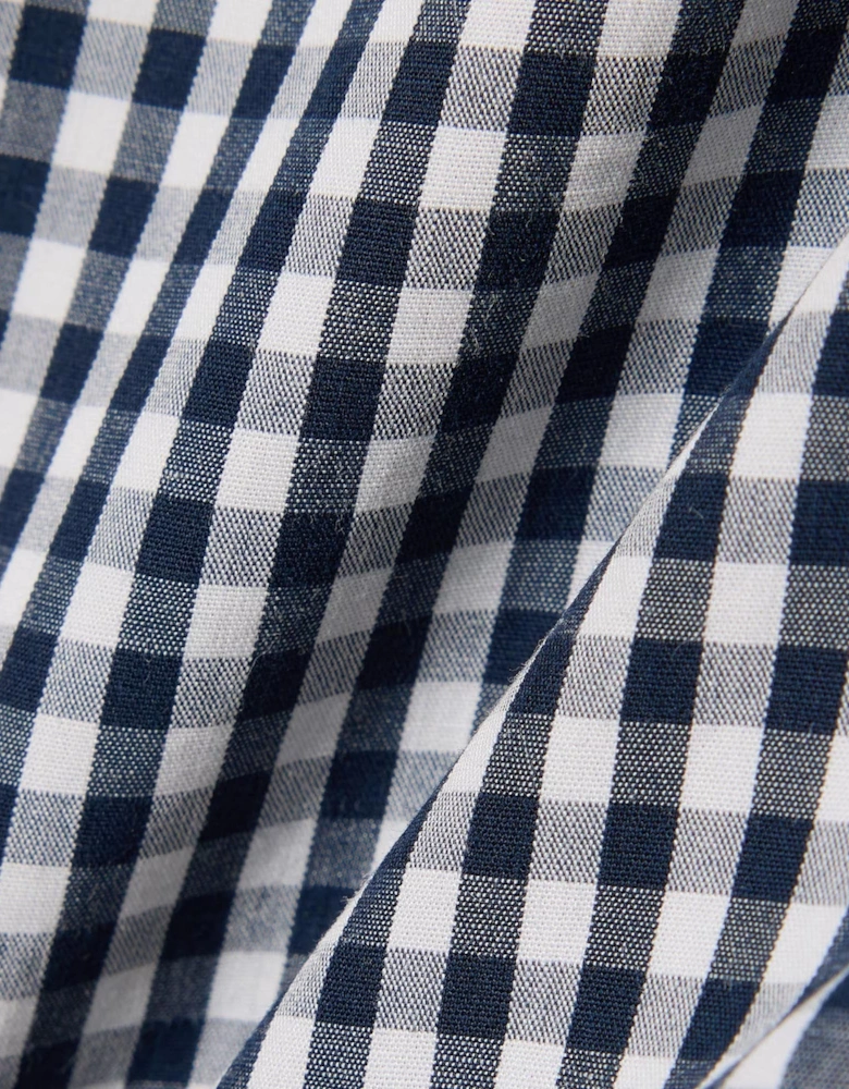 Lacoste Men's Lightweight Navy Short Sleeved Poplin Check Shirt