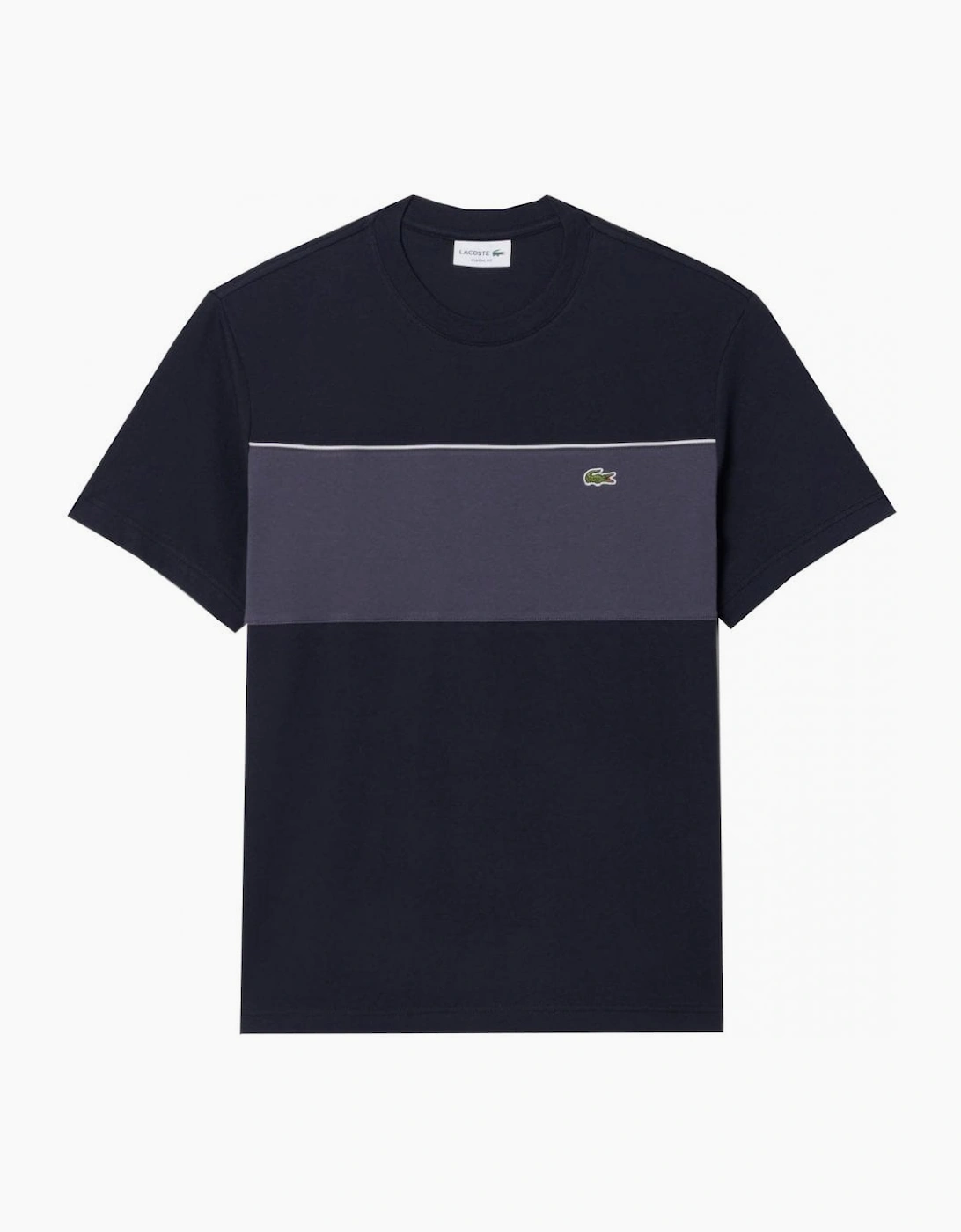 Lacoste Men's Dark Navy Colour Block Cotton T-shirt