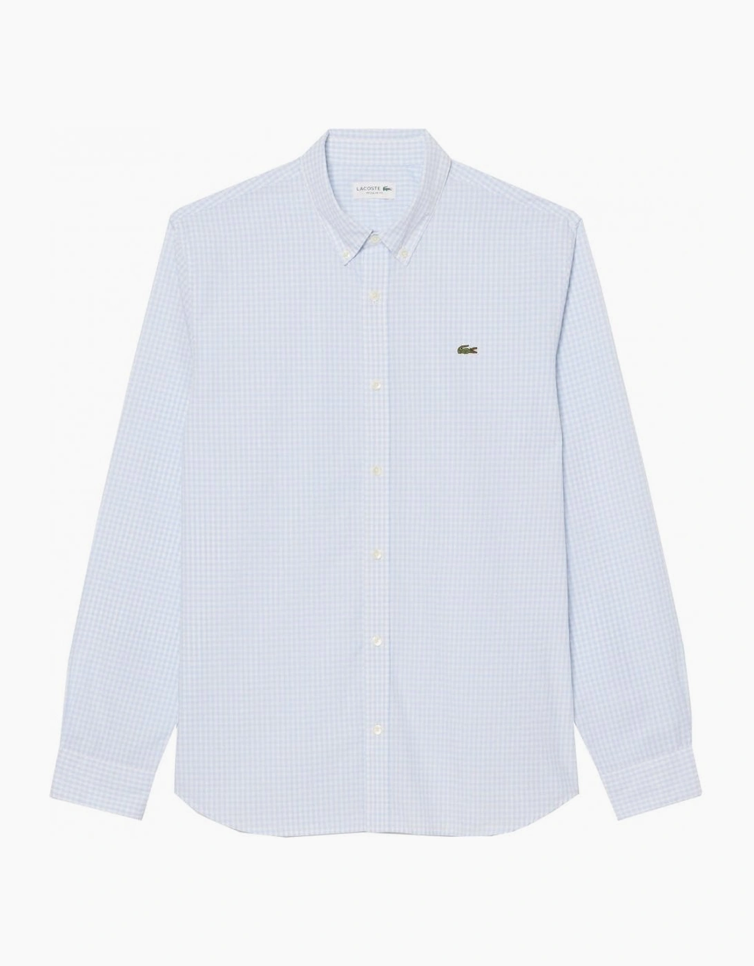 Lacoste Men's Light Blue Long Sleeved Poplin Check Shirt