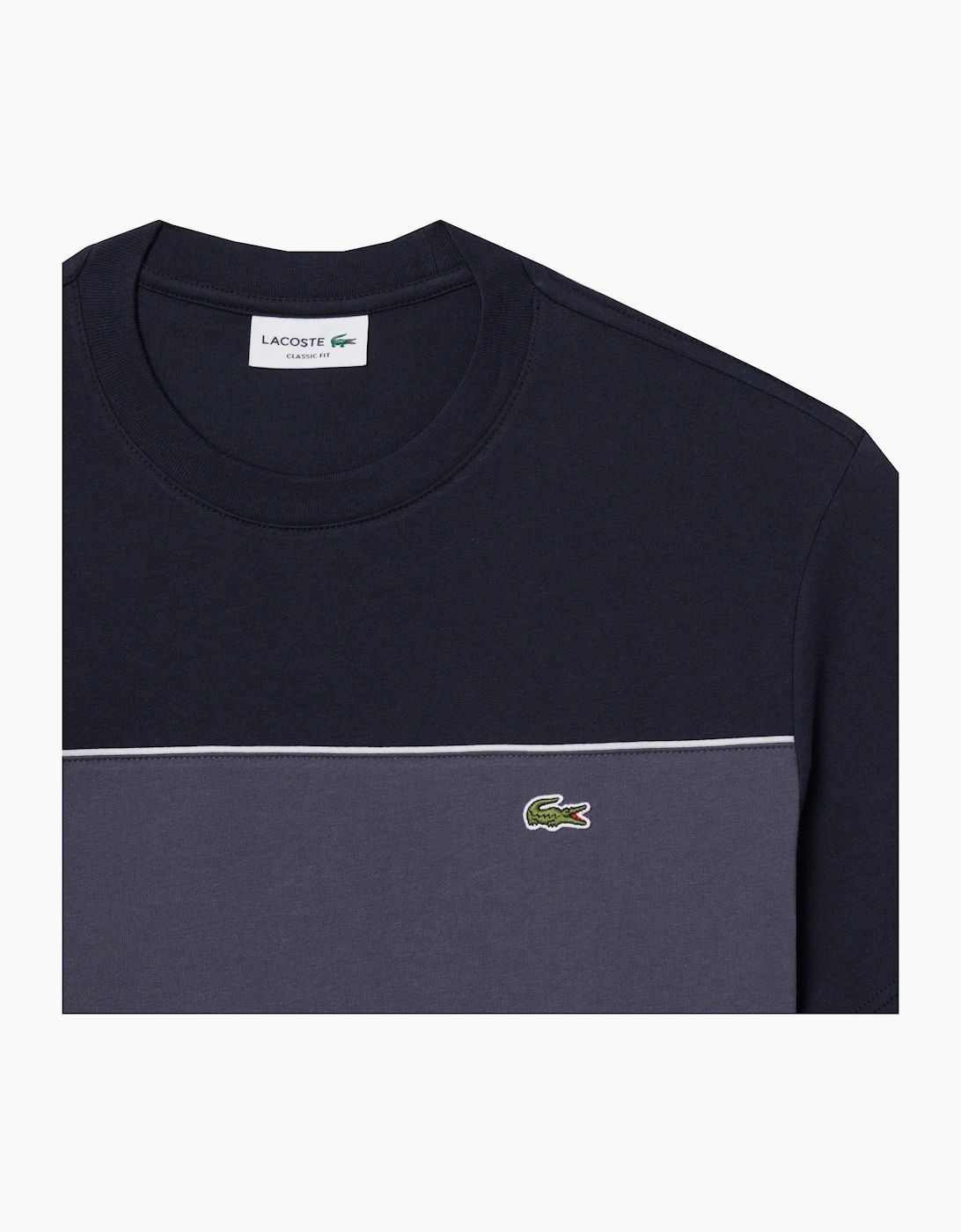 Lacoste Men's Dark Navy Colour Block Cotton T-shirt