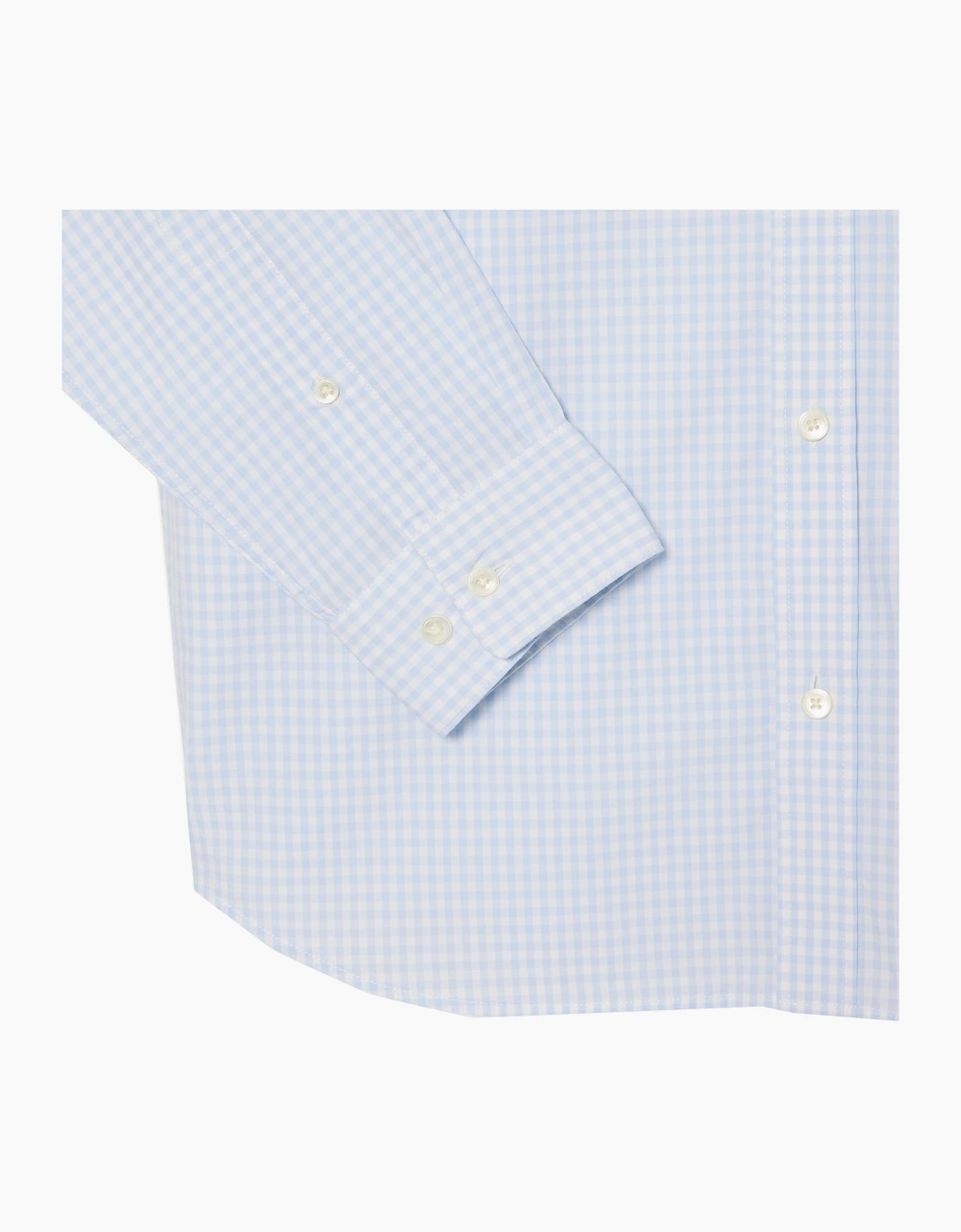 Lacoste Men's Light Blue Long Sleeved Poplin Check Shirt