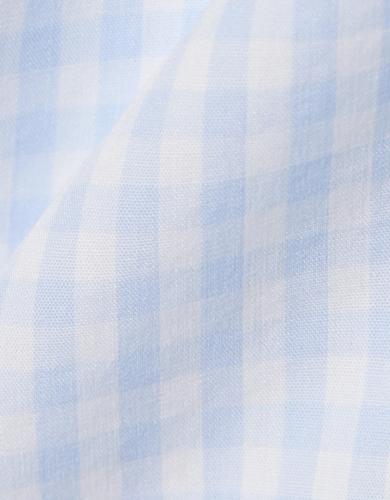 Lacoste Men's Light Blue Long Sleeved Poplin Check Shirt