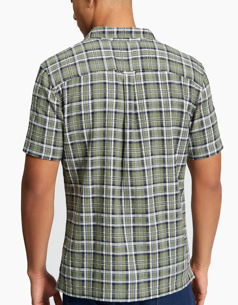 Short Sleeve Textured Check Shirt | Loden