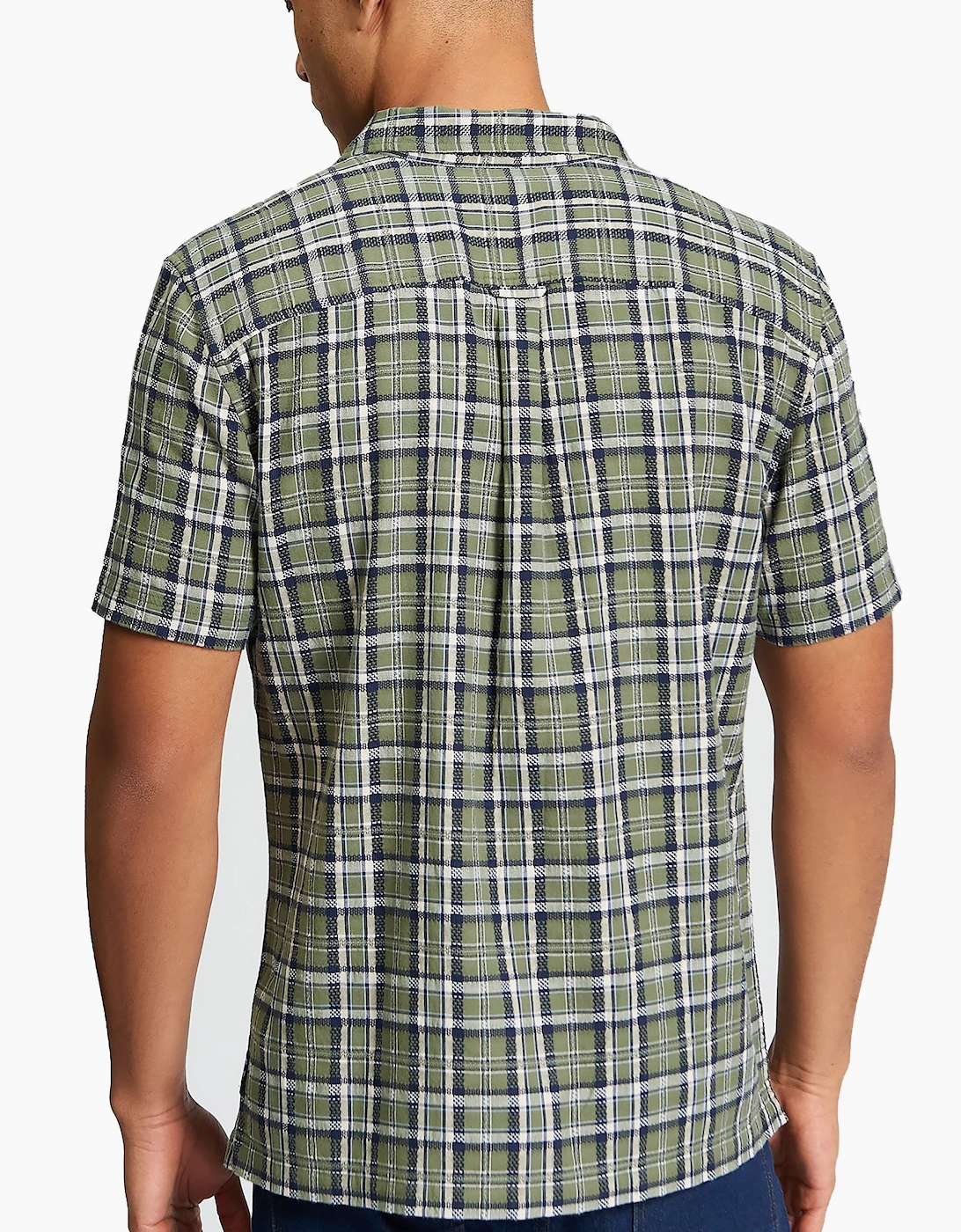 Short Sleeve Textured Check Shirt | Loden
