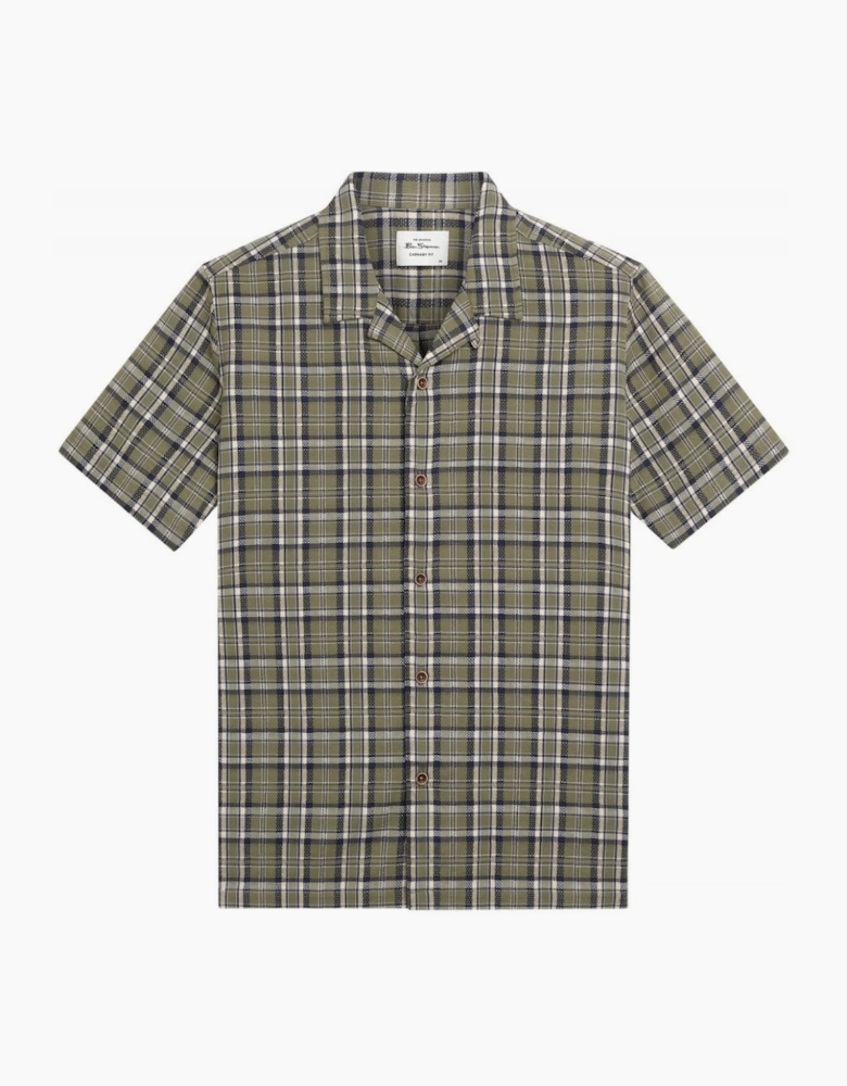 Short Sleeve Textured Check Shirt | Loden