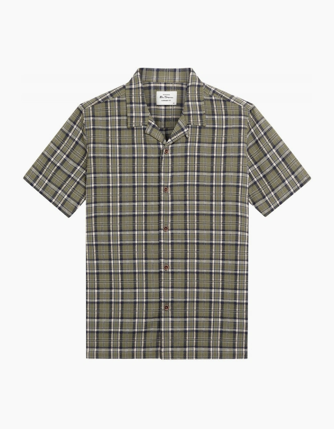 Short Sleeve Textured Check Shirt | Loden