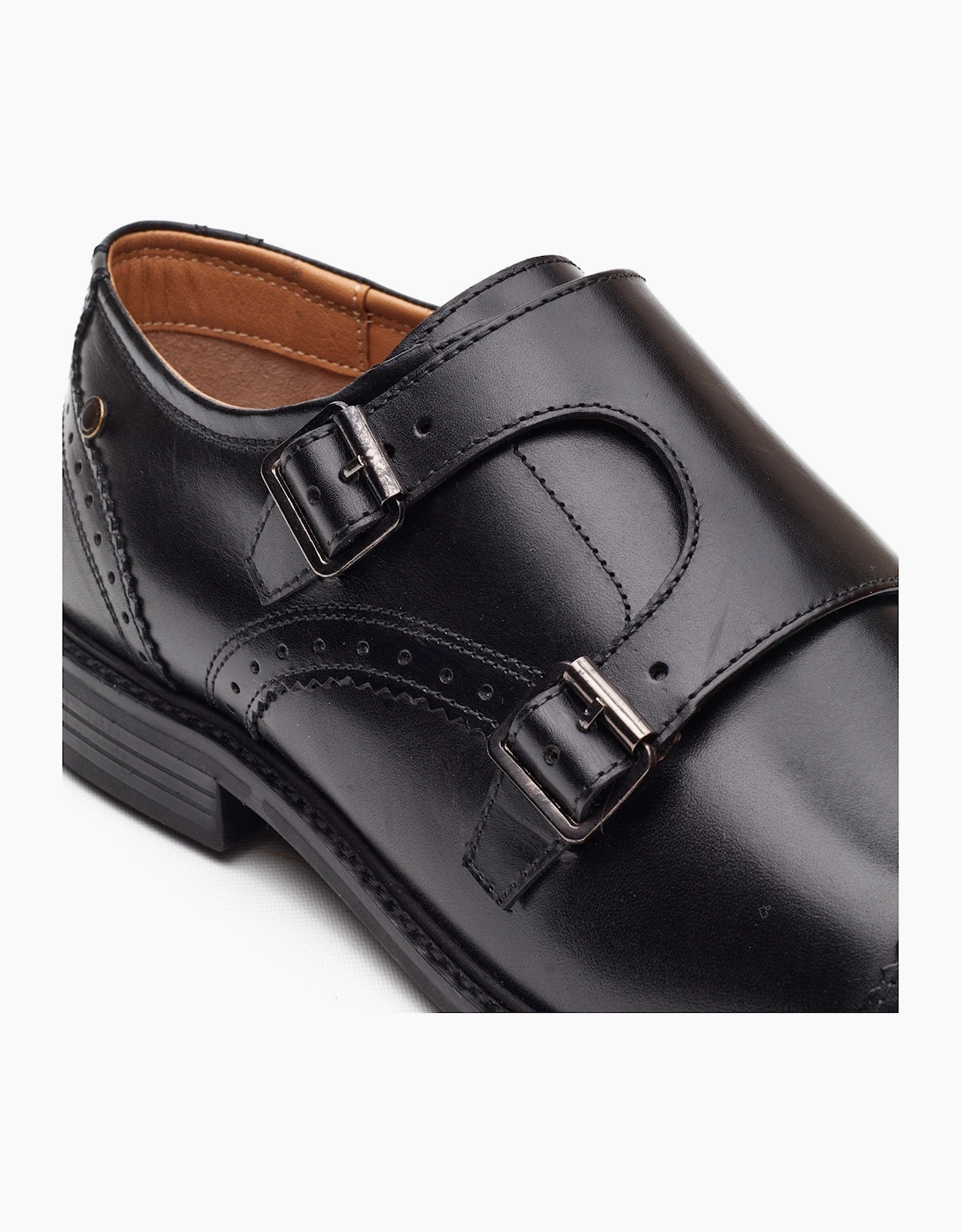 Base London HENLEY Mens Monk Shoes Black