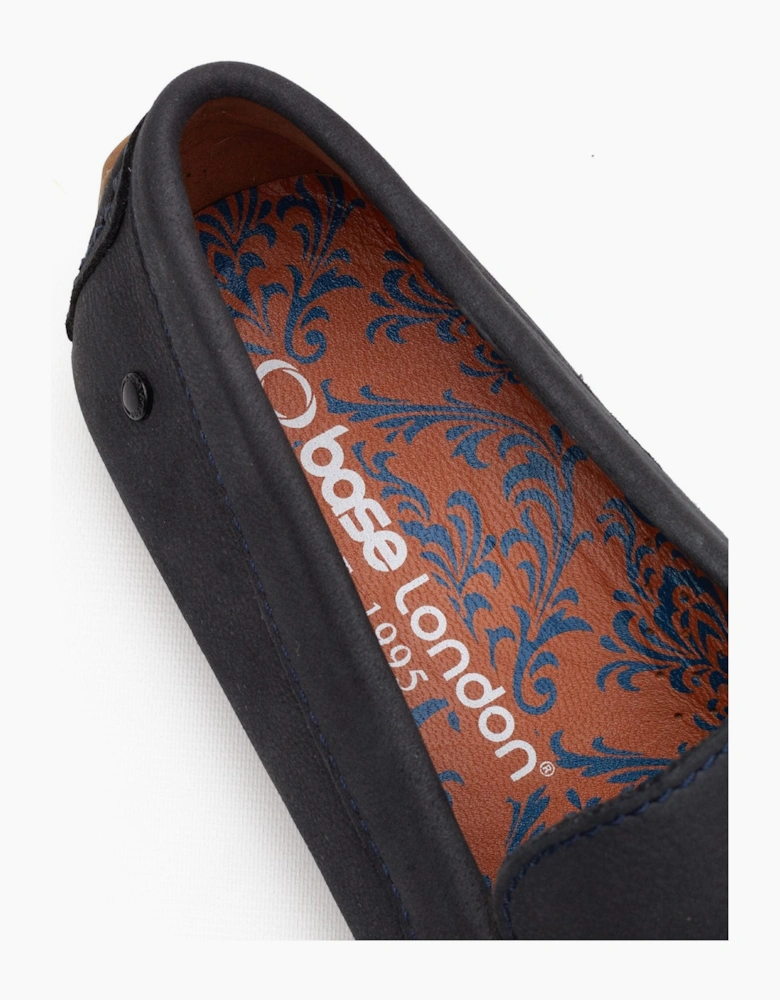Base London MOSS Mens Moccasins Navy