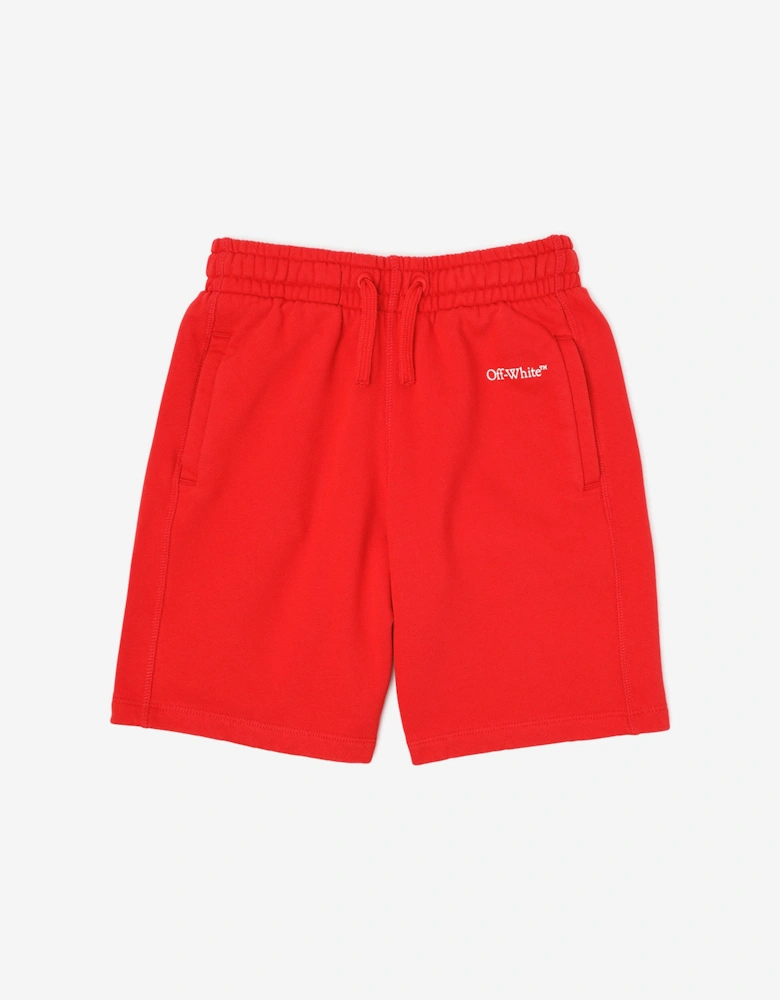 Off-White Boys Bookish Diag Sweatshorts in Red