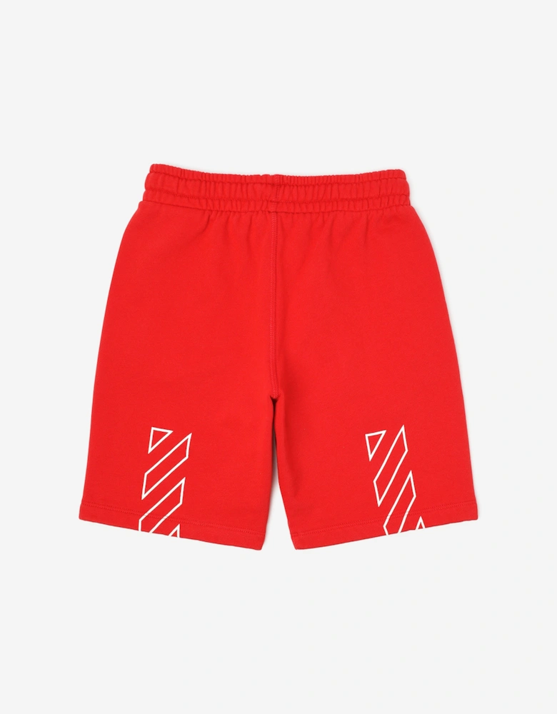Off-White Boys Bookish Diag Sweatshorts in Red