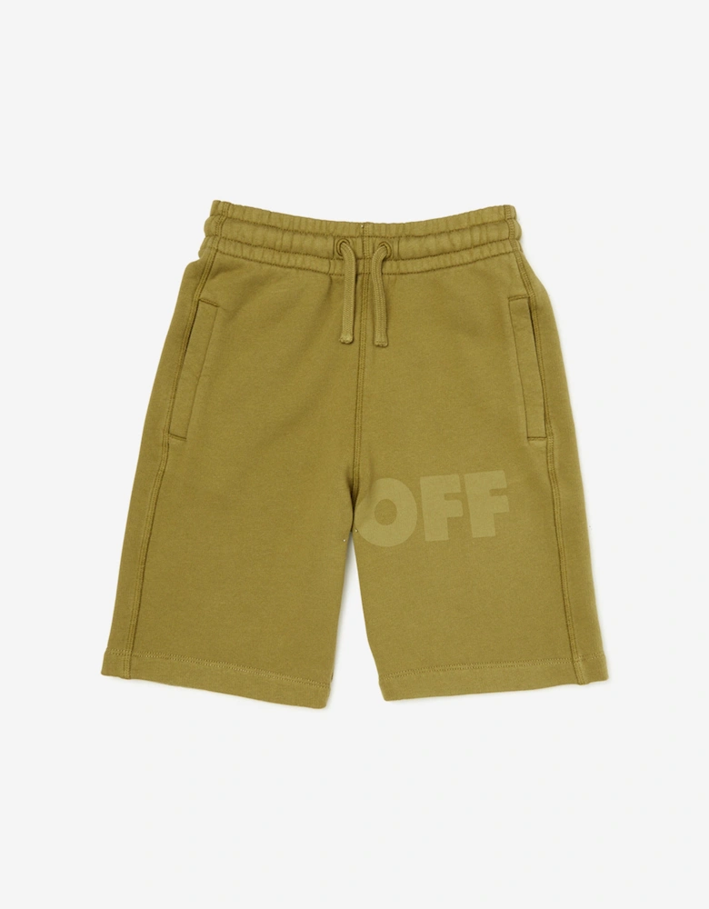 Off-White Boys Garment Dyed Sweatshorts in Green