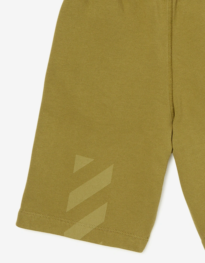 Off-White Boys Garment Dyed Sweatshorts in Green