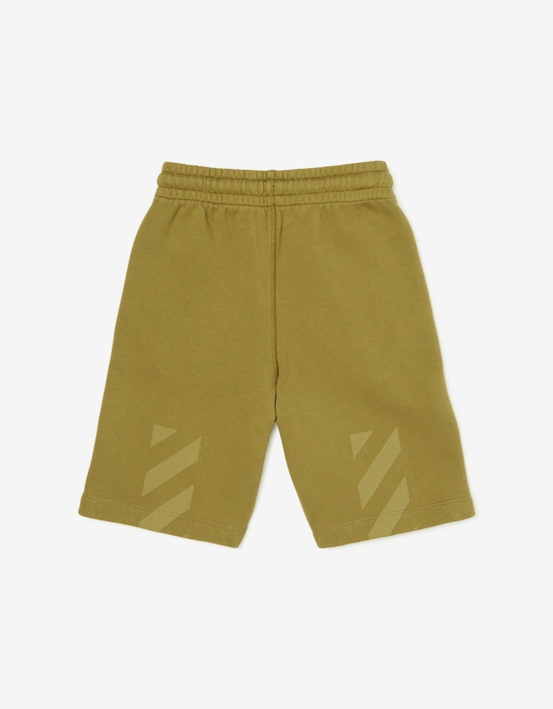 Off-White Boys Garment Dyed Sweatshorts in Green