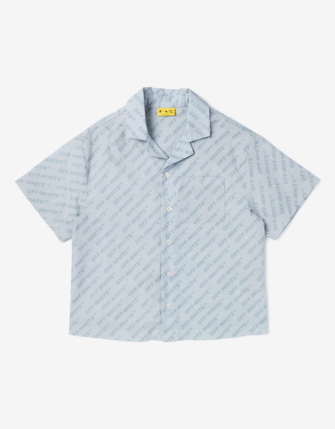 Off-White Boys Logo AOP Bowling Shirt in Blue