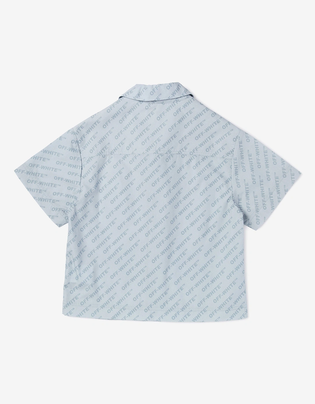 Off-White Boys Logo AOP Bowling Shirt in Blue
