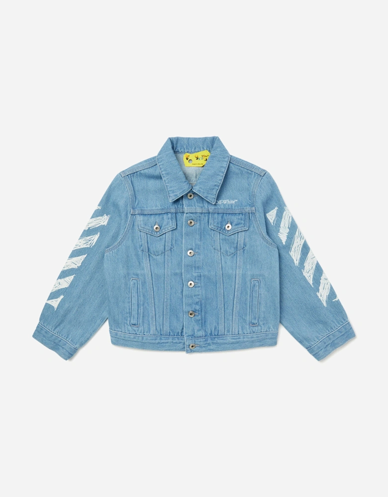 Off-White Boys Diag Sketch Denim Jacket in Blue