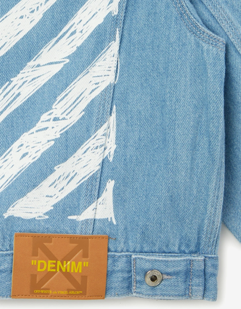 Off-White Boys Diag Sketch Denim Jacket in Blue
