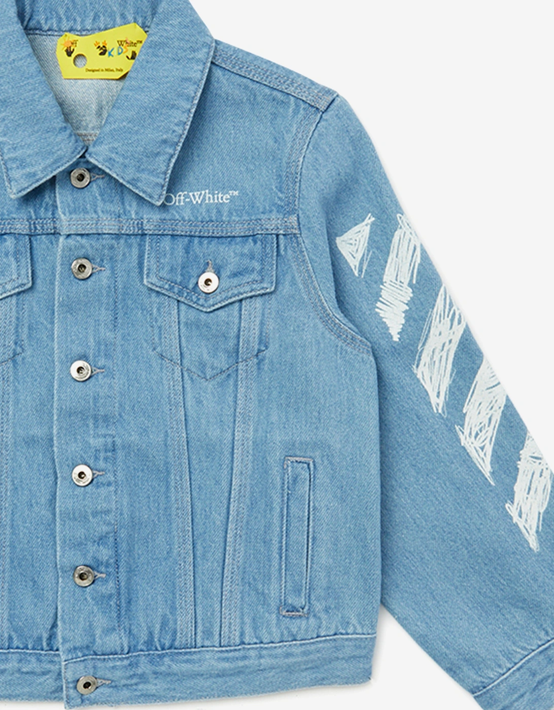 Off-White Boys Diag Sketch Denim Jacket in Blue