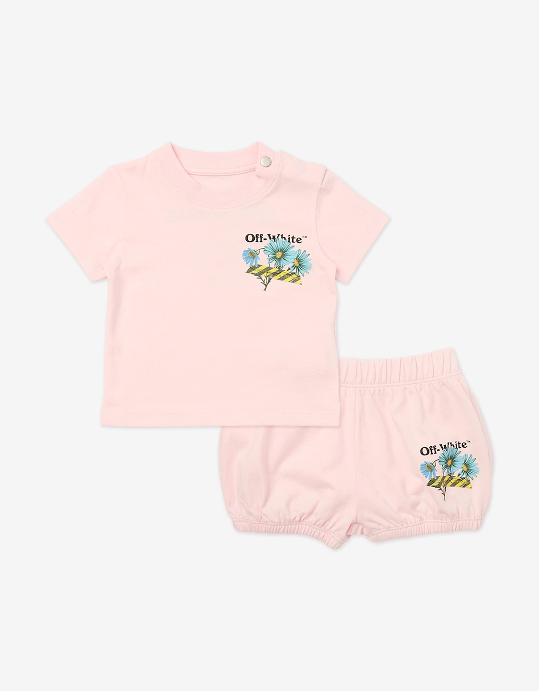 Off-White Baby Girls Daisy Tape Jersey Short Set in Pink, 7 of 6