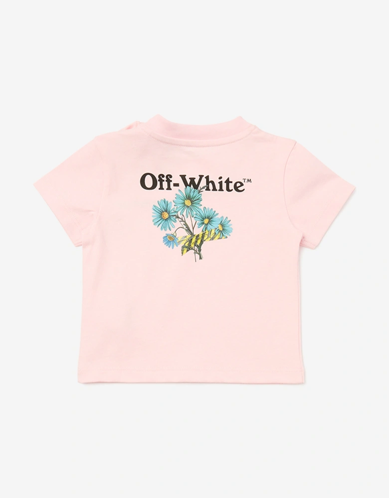 Off-White Baby Girls Daisy Tape Jersey Short Set in Pink