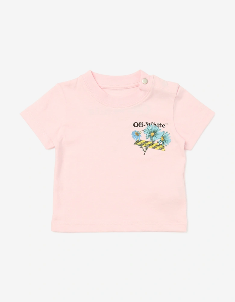 Off-White Baby Girls Daisy Tape Jersey Short Set in Pink