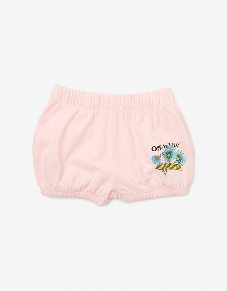 Off-White Baby Girls Daisy Tape Jersey Short Set in Pink