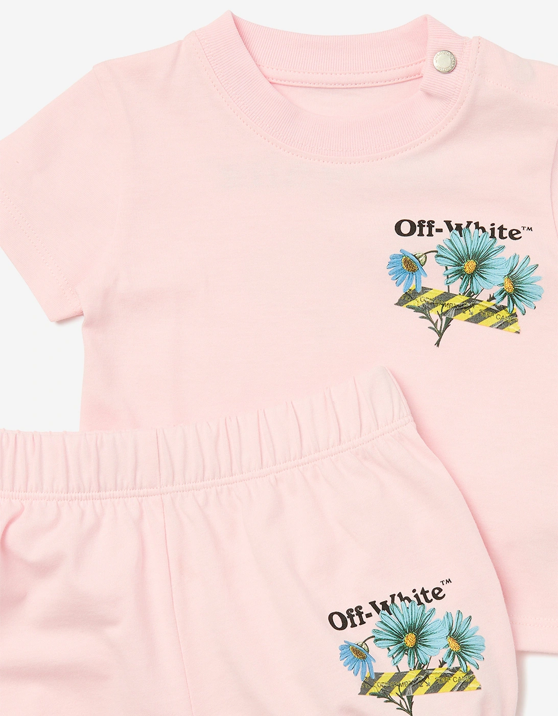 Off-White Baby Girls Daisy Tape Jersey Short Set in Pink
